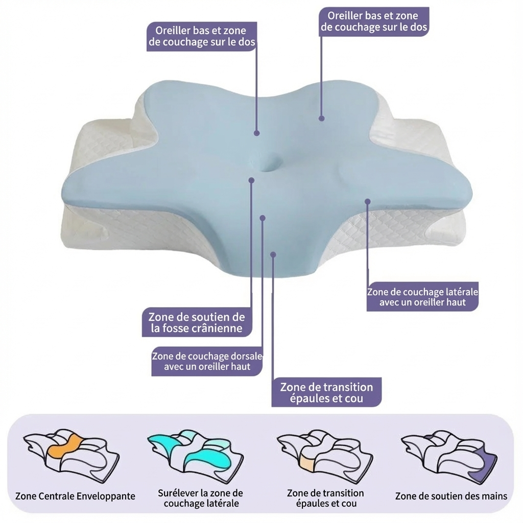 Sunmmer froid sommeil oreiller à mémoire rebond lent mémoire coton oreiller cou oreiller papillon oreiller cervical oreiller